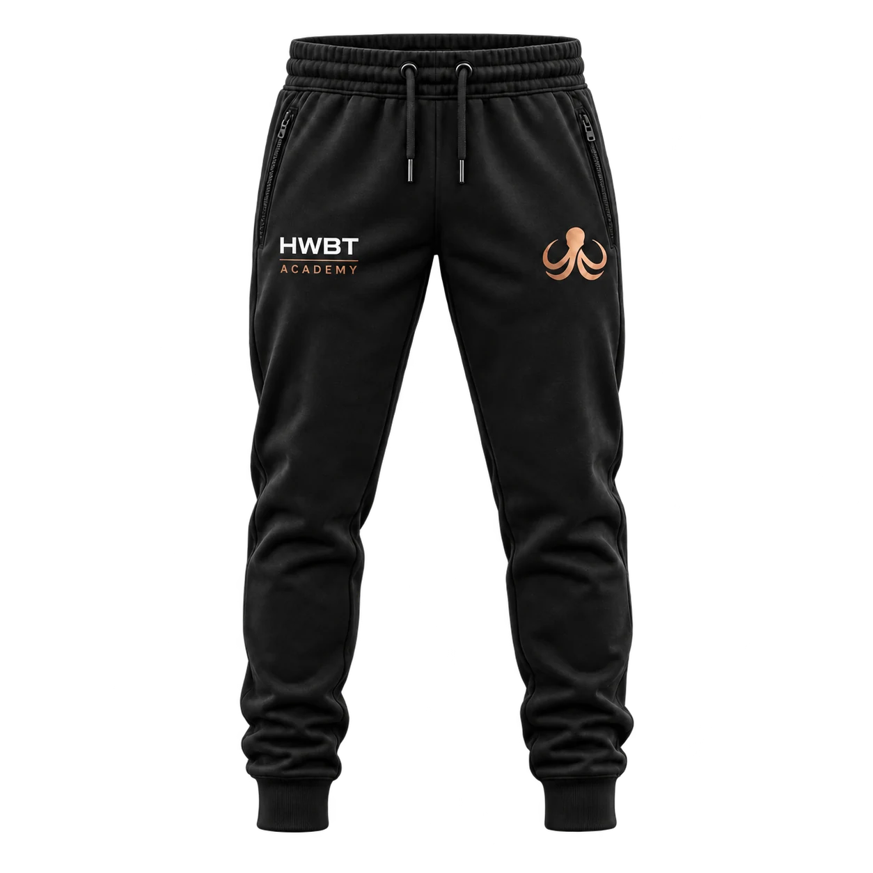Pantalon coton noir HWBT Sportswear avec pieuvre bronze